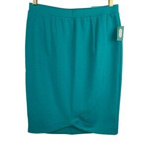 Maurices Womens Size Medium Teal Knit Pencil Skirt Elastic Waist Stretch